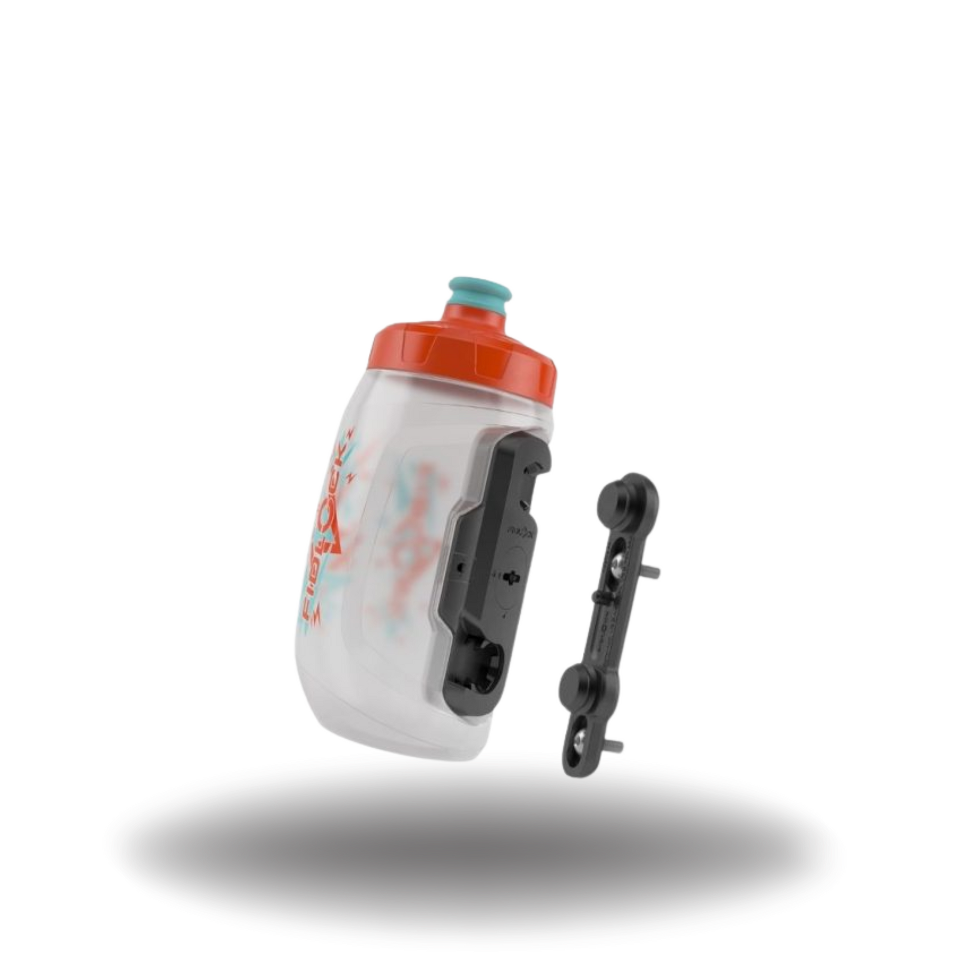 Fidlock Botella TWIST 450 niños + Base magnética UNI con correas, Naranja, Blanco transparente - 09640(CLR)